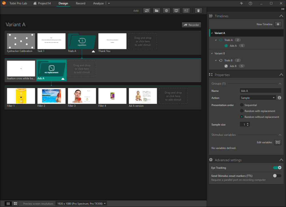 How to implement a task, trial, and stimulus in Tobii Pro Lab using a ...
